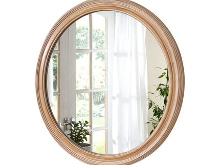 Round Wall Mirror With Ribbed Frame