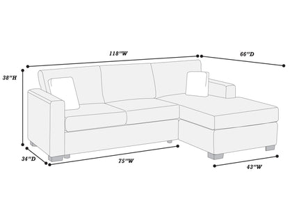 Sectional Sofa Set With Reversible Chaise, Living Room Furniture