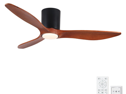 Low Profile Flush Mount Ceiling Fan With Light And Reversible Quiet Motor - Matte Black