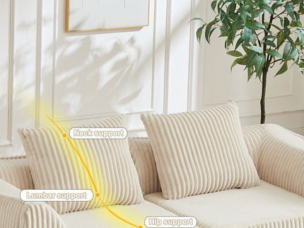 Minimalist Sofa With Curved Lines And Horn Shaped Throw Pillows