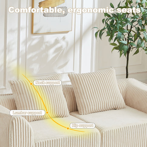 Minimalist Sofa With Curved Lines And Horn Shaped Throw Pillows