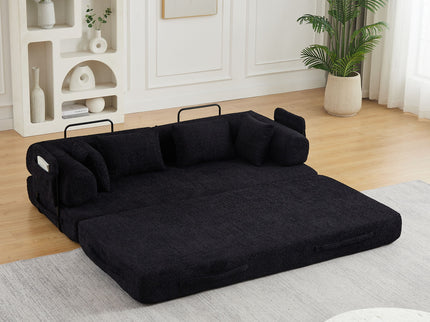 Convertible Sleeper Sofa Bed With Cylindrical Pillow