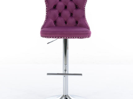 Swivel Barstools Adjusatble Seat Height From 25-33", Modern Upholstered Base Bar Stools With Backs Comfortable Tufted For Home Pub And Kitchen Island (Set of 2)