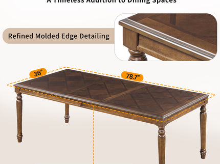 Rectangular Dining Table With Framed Top And Turned Legs - Walnut