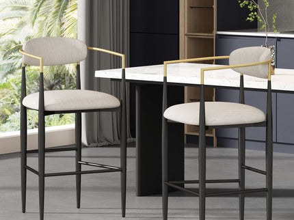 Upholstered Bar Stools With Backs For Kitchen Island (Set of 2)