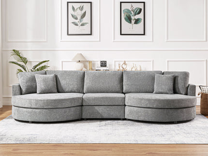 Modern 3 Seater Upholstered Sofa With Curved Design