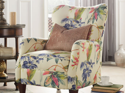 Paradise - Upholstered Arm Chair Floral Printed On Cotton - Off-White