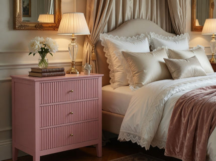 Fluted 3 Drawer Nightstand With Soft Close Slides