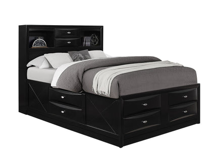 Lucille - 5 Piece Bedroom Set With Storage Drawers And Bookcase Headboard