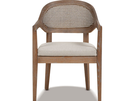 Americana - Mid-Century Modern Cane Back Dining Chair Textured Weave - Taupe Beige