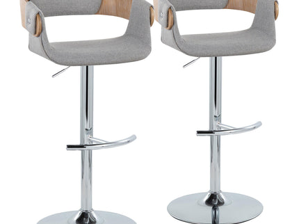 Elisa - Mid Century Modern Adjustable Barstool With Swivel With Rounded T Footrest (Set of 2)