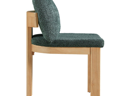 5 Piece Indoor Dining Set With Fluted Table Upholstered Chairs - Green / Natural