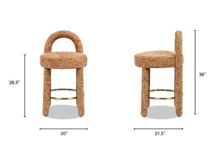 Penny - Round Arched Fully Upholstered Counter Stool (Set of 2) - Orange