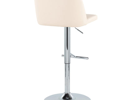 Toriano - Contemporary Adjustable Barstool With Swivel With Straight T Footrest (Set of 2) - Cream / Chrome