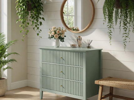 Fluted 3 Drawer Nightstand With Soft Close Slides