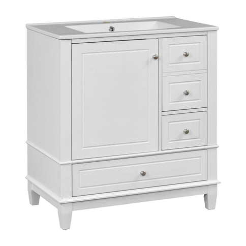 Freestanding Bathroom Vanity With Sink, Soft Close Door, 3 Drawers