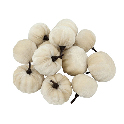 Velvety Pumpkin In Mesh Bag, Bag / 12, For Holiday Harvest Festival Fall Festival & Thanksgiving (Set of 4) - White