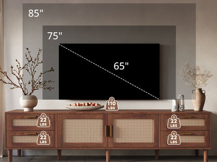 TV Stand, Media Console With 4 Drawers, Soft Closing Hinges - Dark Brown