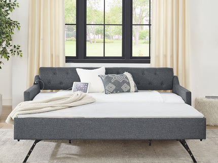 Size Upholstered Daybed With Trundle And USB Charging Armrest