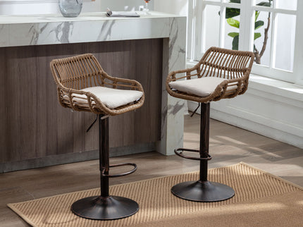 Modern Swivel Bar Stools Adjustable Counter Chairs With Footrest (Set of 2)