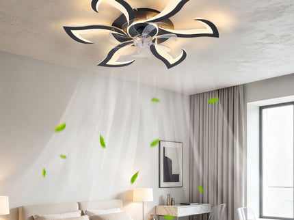 Flower Ceiling Fan With LED Dimmable Light, Flush Mount Ceiling Fan With Remote Control, Low Profile Design, 6 Speeds, Timing Function