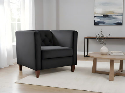 Button Tufted Accent Square Arm Upholstered Chair - Black