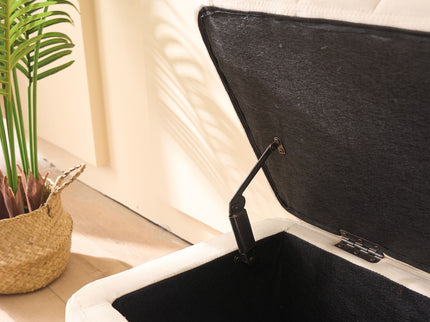 Wide Upholstered Storage Soft Bench Ottoman With Metal Legs