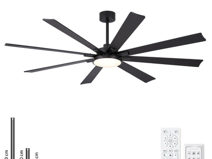 Large Ceiling Fan With Dimmable LED Light 8 Blades Remote Control, Reversible DC Motor