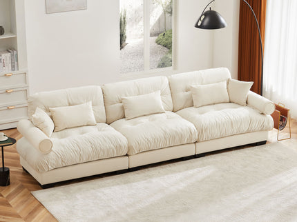 Modern Oversize Sofa With Cloud Like Comfort, Featuring Waist And Throw Pillows
