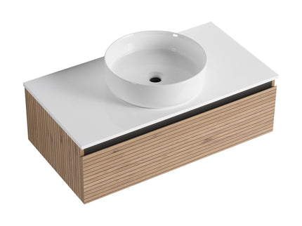 Wall Mounted Bathroom Vanity With Art Sink & 1 Soft Close Drawer