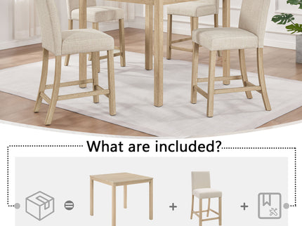 5 Piece Counter Height Table Set With 4 Chairs