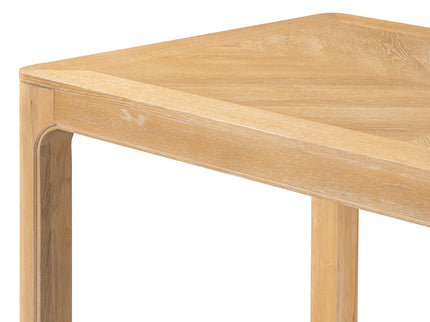 Rectangular Dining Table With Parquet Top, Rounded Corners