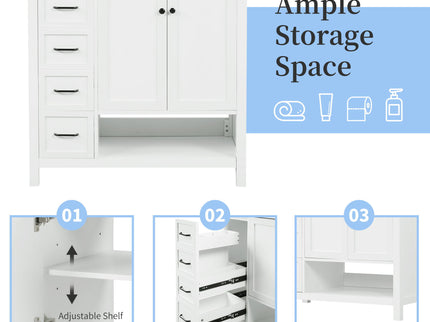 Bathroom Vanity With Sink Top, Bathroom Vanity Cabinet With 2 Doors And 2 Drawers, Open Shelf