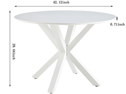 Table Mid-Century Dining Table For 4 - 6 People With Round Table Top, Pedestal Dining Table, End Table Leisure Coffee Table, Cross Leg