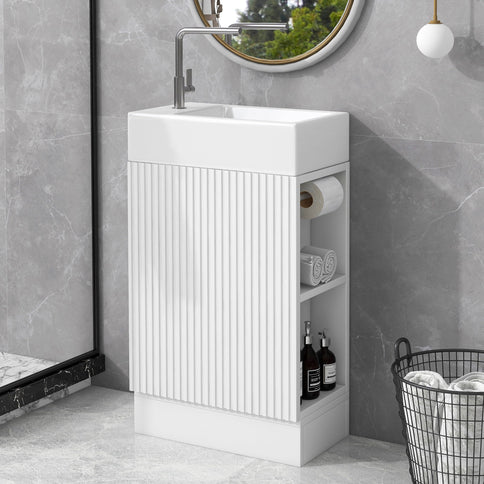 Modern Bathroom Vanity With Sink And 2 Tier Shelf