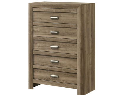 5 Drawer Storage Chest With Pulls - Light Brown