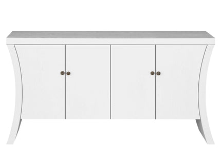 Refined Industrial 4 Door Credenza With Arc Legs & Clasps