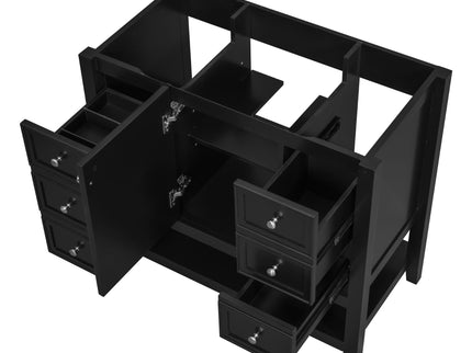 36" Bathroom Vanity Base With 2 Cabinet And 3 Drawers - Black