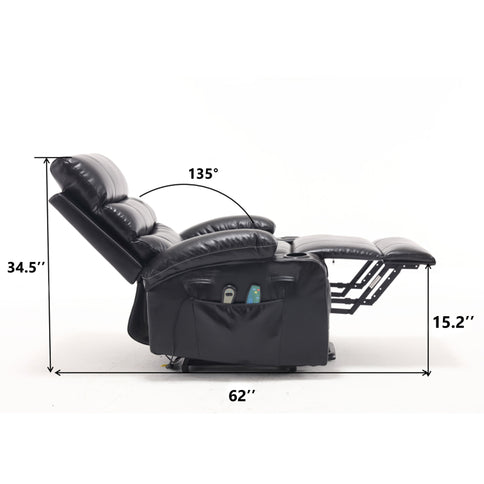 Large Size Electric Power Lift Recliner Chair Sofa With 8 Point Vibration Massage And Lumbar Heat