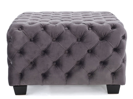 Modern Glam Ottoman With Upholstery And Button Tufted Design