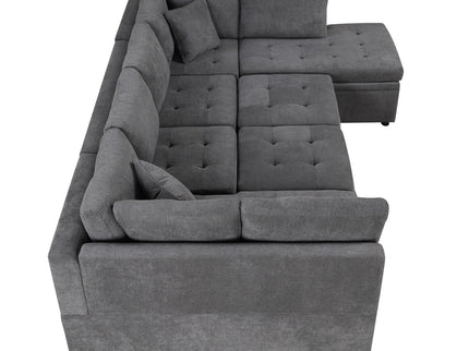 Oversized Sectional Sofa U-Shaped Sofa Couch Pull-Out Sofa Bed With Two Throw Pillows For Living Room