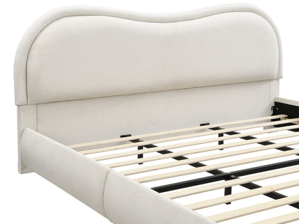 Upholstered Platform Bed Frame With Curved Headboard