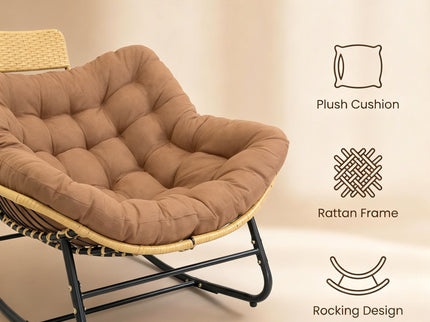 Oversized Papasan Rocking Chair Outdoor With Thick Cushion