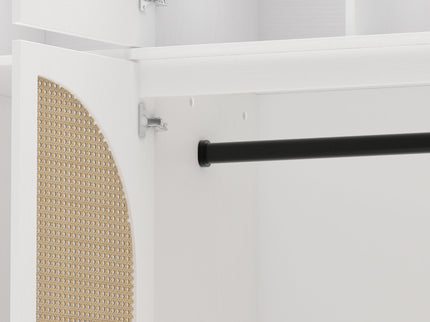 8 Door Armoire Wardrobe With Adjustable Shelves And Hanging Rod