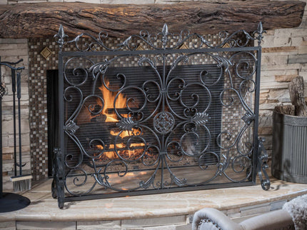 Darcie - Wrought Fireplace Screen, Ornate Design
