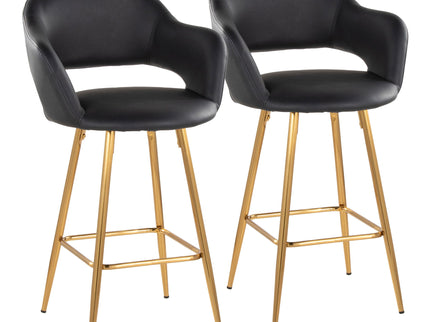Margarite - Contemporary Fixed Height Counter Stool With Footrest (Set of 2) With Square