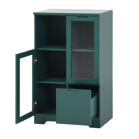 Modern Cabinet With Glass Doors And Drawer