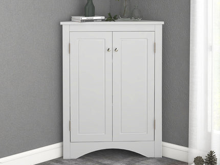 Triangle Bathroom Storage Cabinet With Adjustable Shelves, Freestanding Floor Cabinet For Home Kitchen