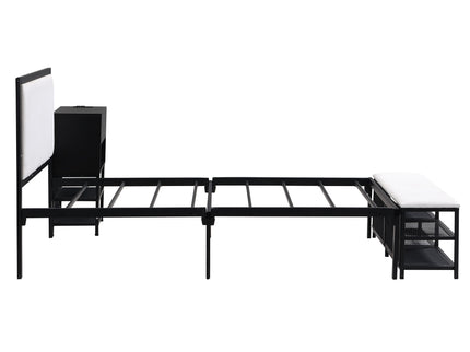 Platform Bed With 2 Tier Storage Shelves, Storage Cabinet