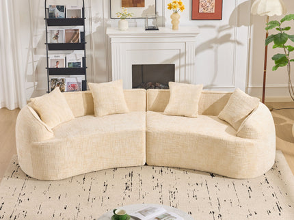 Curved Compressed Sofa, Nordic-Style Design For Living Room